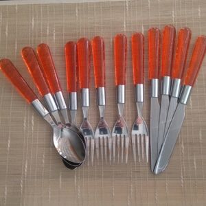 Hampton Silversmiths Flatware Set with Orange Handles